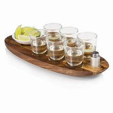 Load image into Gallery viewer, CANTINERO SHOT GLASS SERVING SET, (ACACIA WOOD)