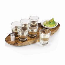 Load image into Gallery viewer, CANTINERO SHOT GLASS SERVING SET, (ACACIA WOOD)