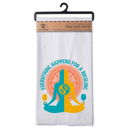 EveryThing Happens For A Riesling Flour Sack Kitchen Towel