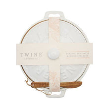 Load image into Gallery viewer, CERAMIC BRIE BAKER &amp; ACACIA WOOD SPREADER SET BY TWINE®