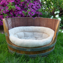Load image into Gallery viewer, Wine barrel dog bed with flowers