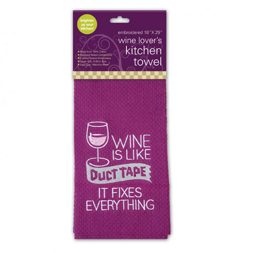 Wine is Like Duct Tape Embroidered Kitchen Towel